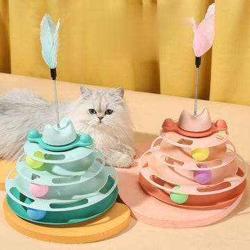 Ultimate Feline Fun: 3-Layer Track & Feather Teaser Playset