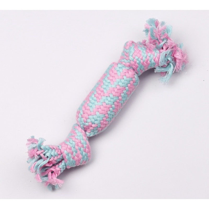Macaron Rope Tug Toy Tough Durable (Squeaky Cracker 20cm)