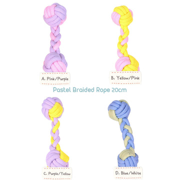 Pastel Rope Tug Toy Tough & Durable (Braided Rope 20cm)