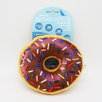 Squeaky Sweetness Donut Delight Plush Toy for Dogs/Cats (Chocolate Donut)