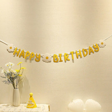 Banner Yellow Daisy - Pretty banner for birthday parties