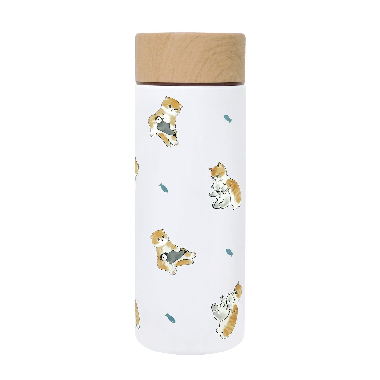 Mofusand Stainless Steel Water Bottle 300ml (White Bear & Penguin)