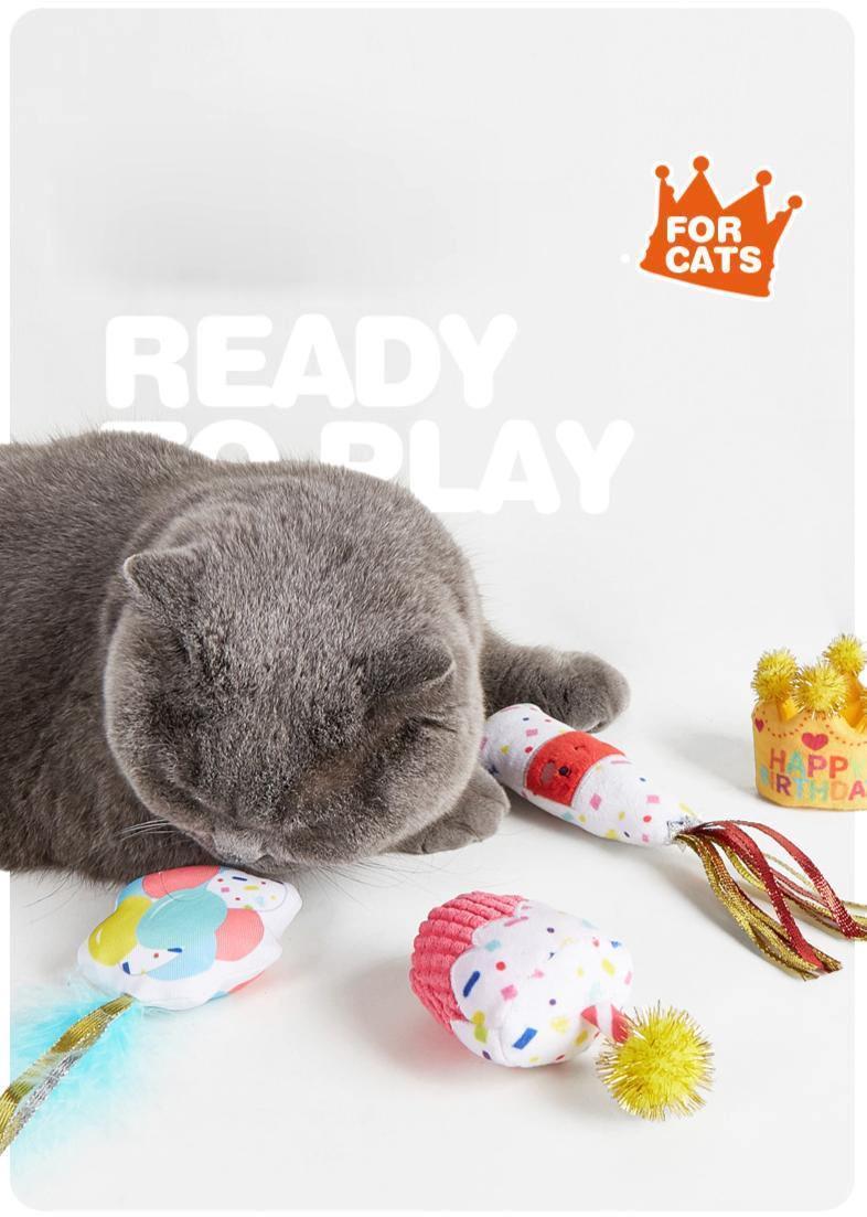 Party Paws Birthday Bash Pet Toys for Dogs/Cats (Catnip Birthday Champagne)