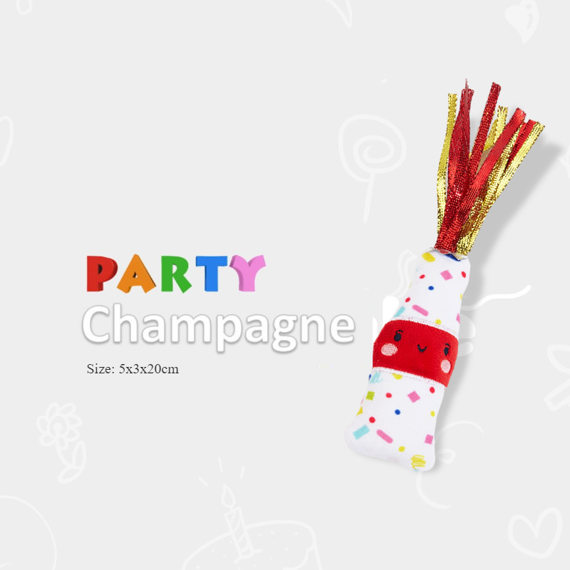 Party Paws Birthday Bash Pet Toys for Dogs/Cats (Catnip Birthday Champagne)