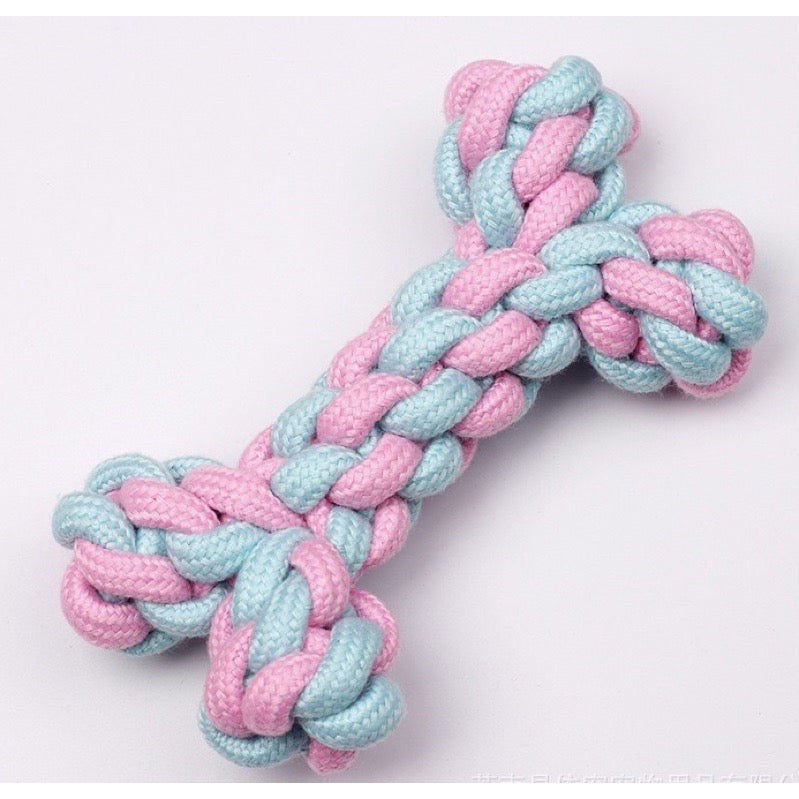 Macaron Rope Tug Toy Tough & Durable (Dog Bone 17cm)
