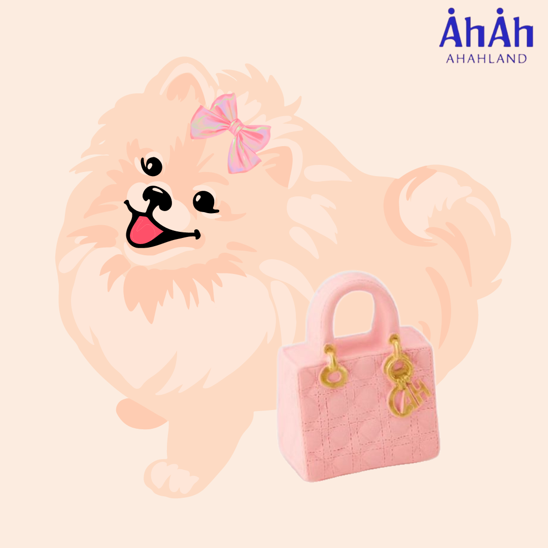 AhAhLand Korea Squeaky Rubber Dog Toy (Pink Di-or Bag)