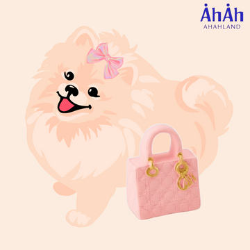 AhAhLand Korea Squeaky Rubber Dog Toy (Pink Di-or Bag)