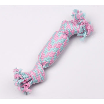 Macaron Rope Tug Toy Tough & Durable (Squeaky Cracker 20cm)