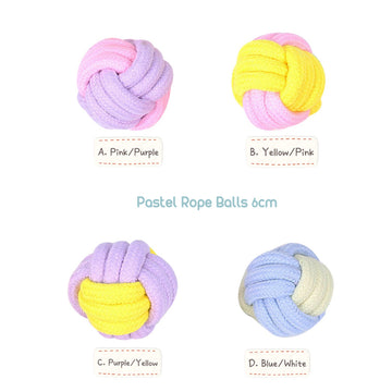 Pastel Rope Tug Toy Tough & Durable (Ball 6cm) (purchase in pairs)