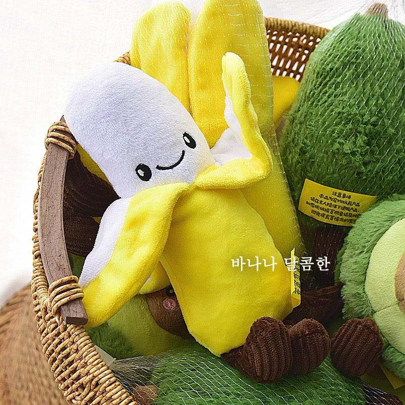 Squeaky Crinkly Dog Toy - Banana