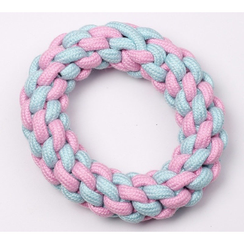 Macaron Rope Tug Toy Tough & Durable (Wreath 16cm)