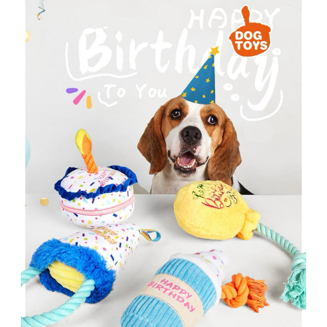 Balloon Tug Toy - Adorable Birthday Party Squeaky Toys for Dog