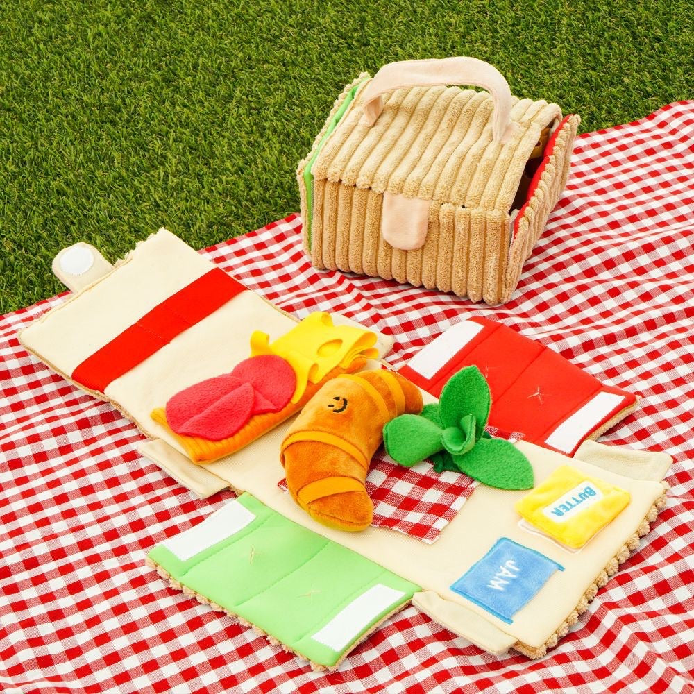 Picnic Basket Dog Toy Squeaky & Crinkly Snuffle Mat Nosework Toy