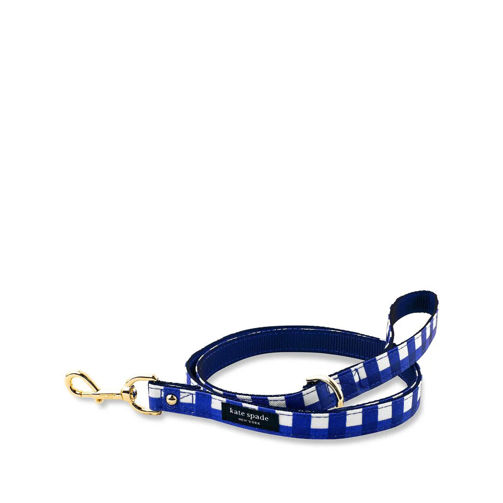 Kate Spade New York Navy Gingham Dog Collar / Leash / Bow Tie