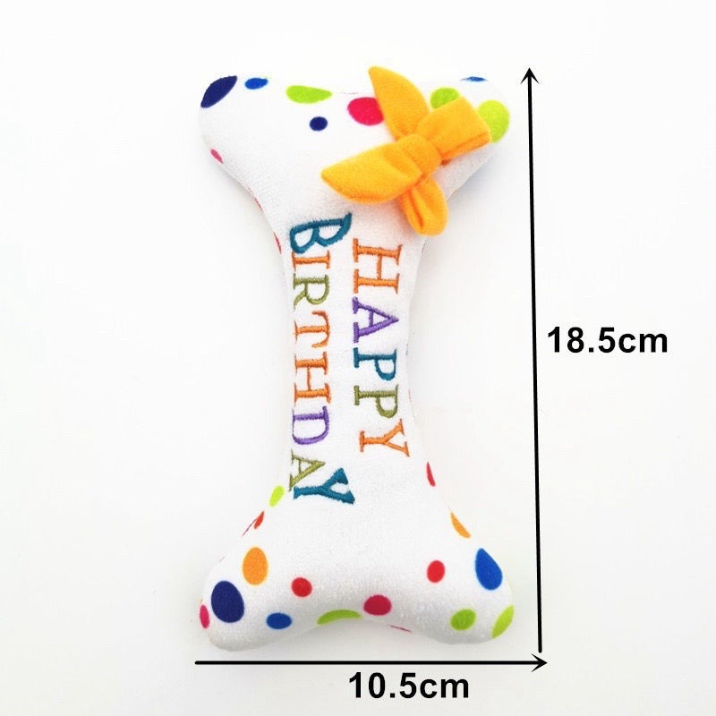 Birthday Bone - Adorable Birthday Party Squeaky Toys for Dog
