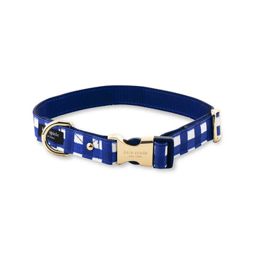 Kate Spade New York Navy Gingham Dog Collar / Leash / Bow Tie