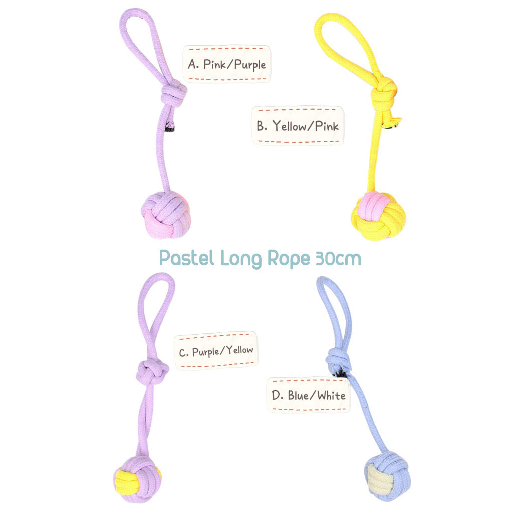 Pastel Rope Tug Toy Tough & Durable (Long Rope 30cm)