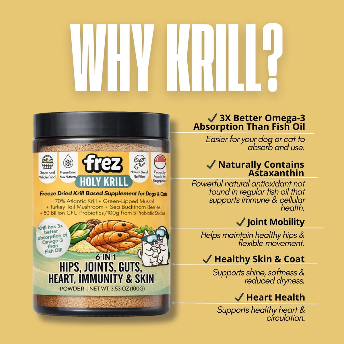 The Source-Sage Club Frez Holy Krill - Freeze Dried Krill Based Supplement for Cats and Dogs