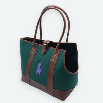 Ralph Lauren Pet Leather and Canvas Tote Bag