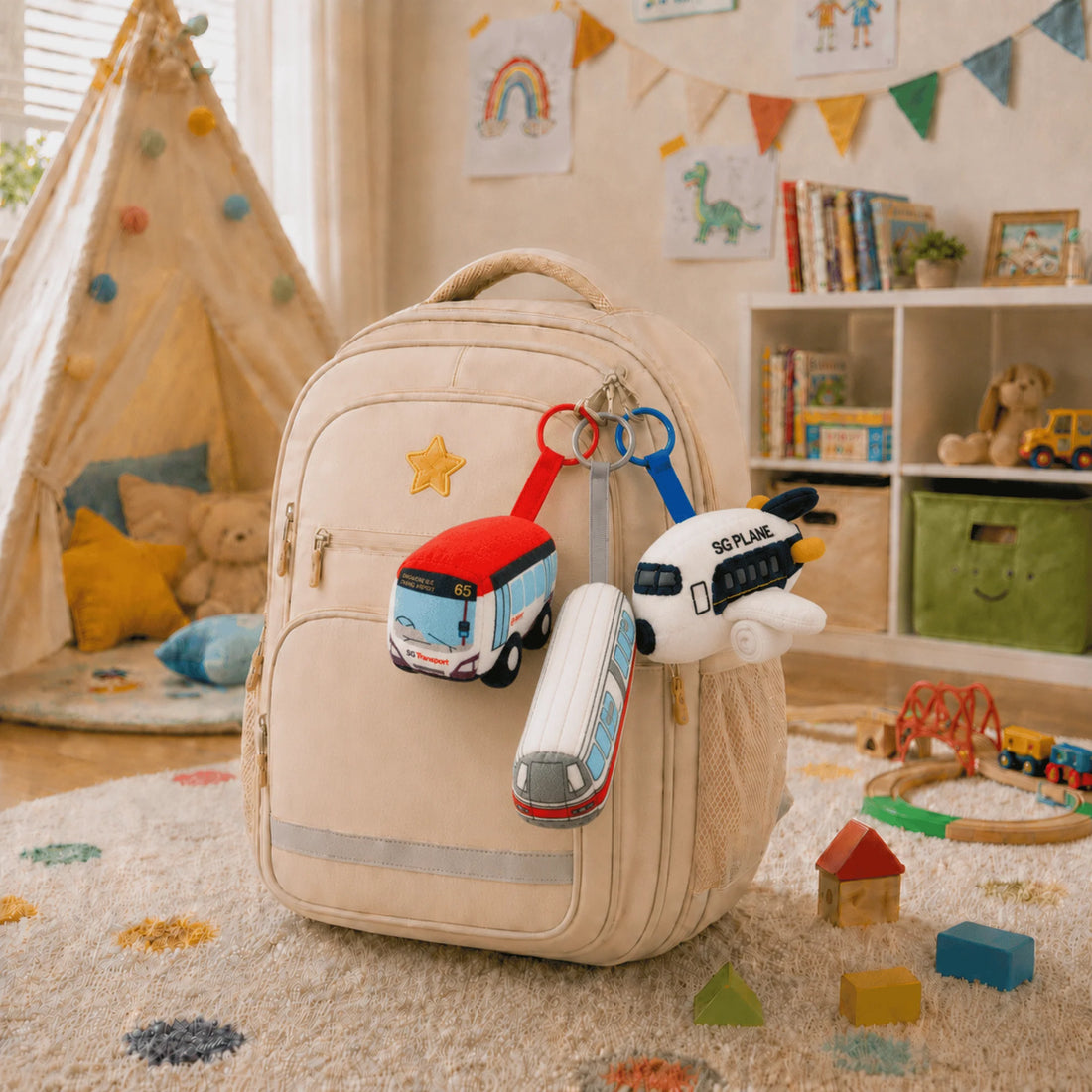 Nom Mini Transport Series Keychains - Squeeze to Play Sound, Soft Collectible Kids Toy