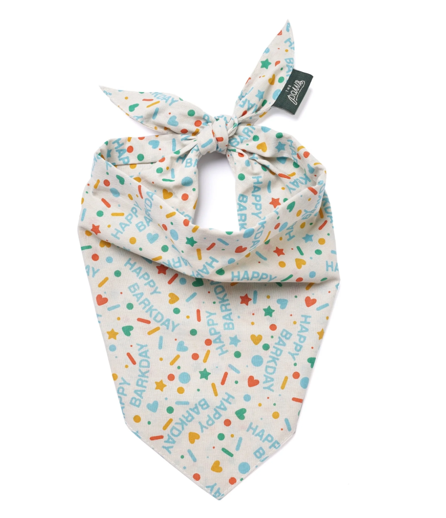 The Paws Sparkle Pawty Blue Dog Bandana