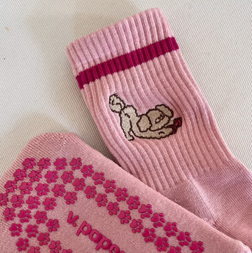 V Paper Co Pink Poodle Pilates Socks