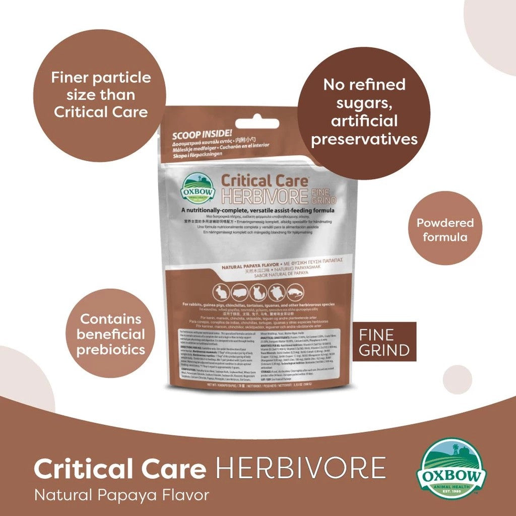 Oxbow Critical Care Herbivore Fine Grain Small Animal Recovery Food