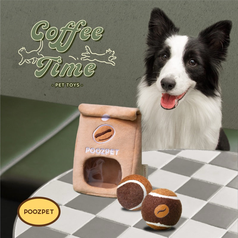 Poozpet Coffee Bean Dog Toy (with bag+2 balls)