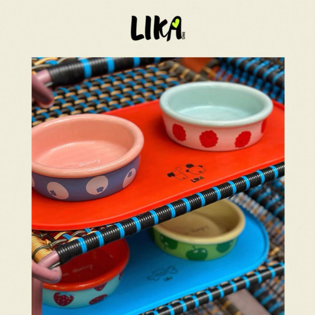 Likapaws Ceramic Bowl and Placemat Set for Dogs / Cats
